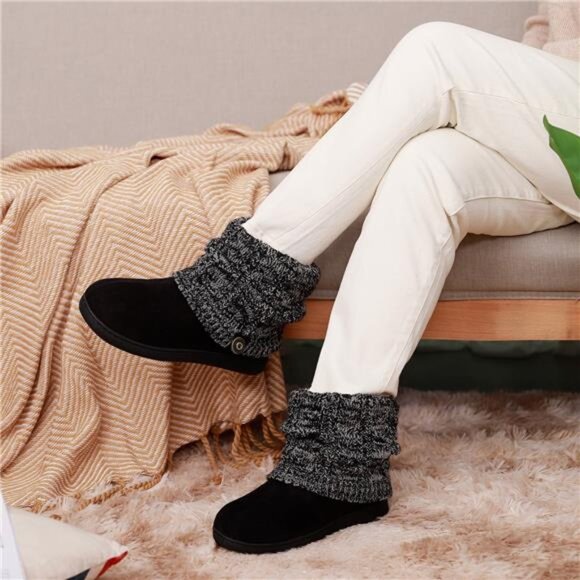 Yarn Knit Bootie Slippers Memory Foam House Shoe - Picture 7 of 7